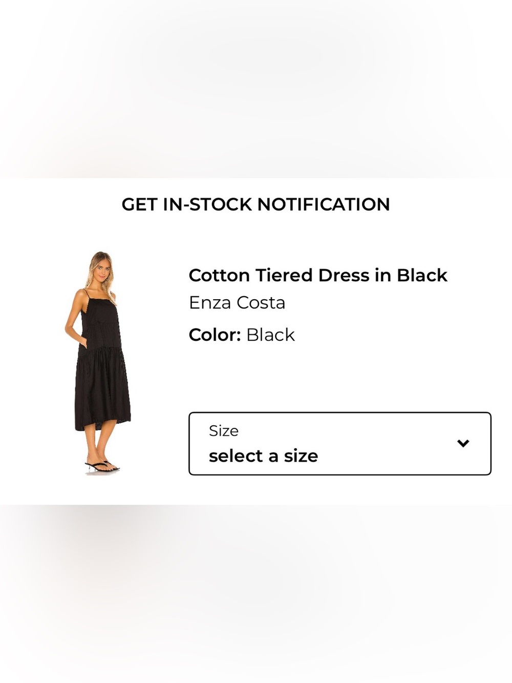 Enza Costa Black Cotton Tiered Midi Dress
